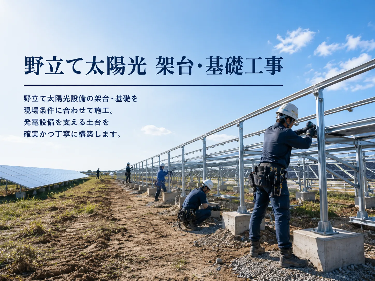 野立て太陽光 架台・基礎工事